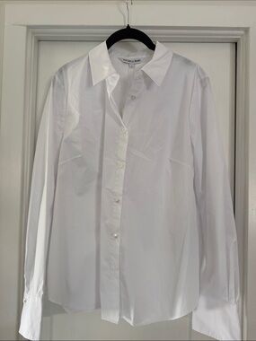 Veronica Beard White Cotton Button down collar shirt. NWT.